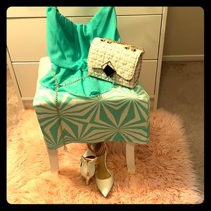 Elegant blue and white dress